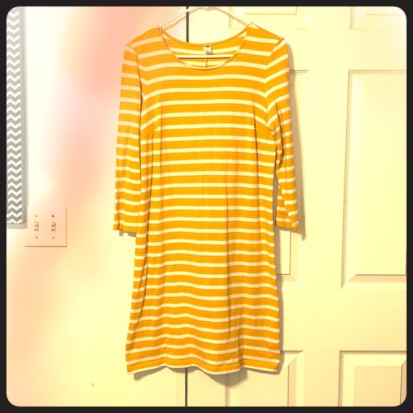 mustard yellow striped dress
